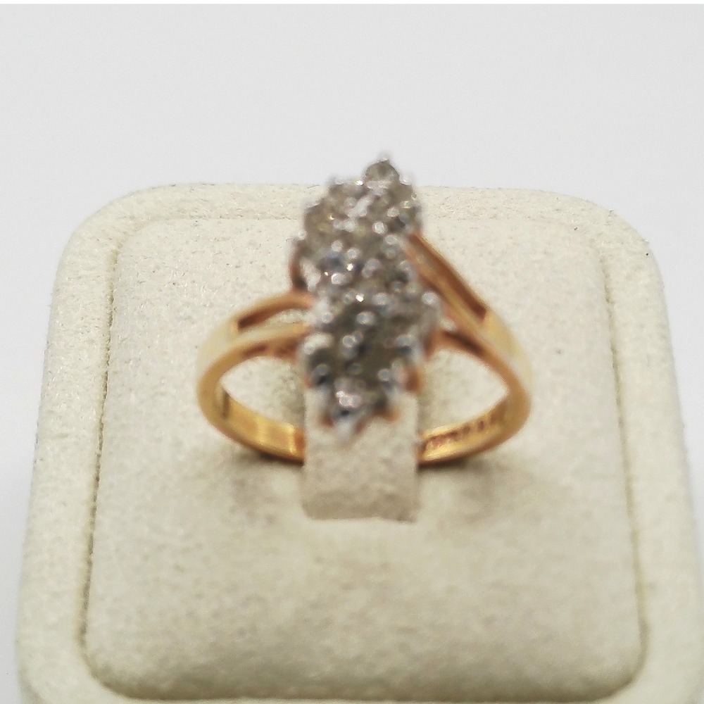 Gold Plated Bypass Two Tier Cluster Ring Size 7 Sparkling Statement